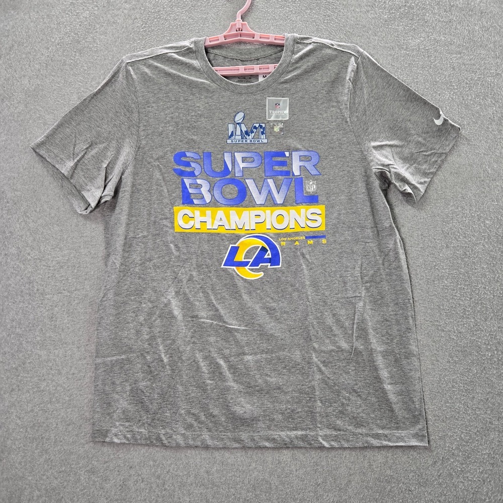 Los Angeles Rams Men Shirt XL Gray Logo Nike Superbowl LVI Champions Tee